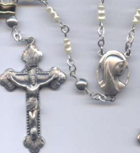Sterling Silver Rosary with Rice Pearl Beads Sterling Silver Rosary with Rice Pearl Beads