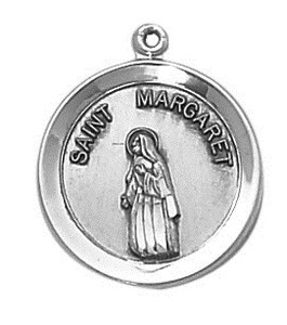 Sterling Silver Patron Saint Margaret Medal SS529-223 Sterling Silver Patron Saint Margaret Medal SS529-223