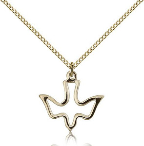 Gold Filled Holy Spirit Pendant, Gold Filled Lite Curb Chain, 3/4" x 3/4" Gold Filled Holy Spirit Pendant, Gold Filled Lite Curb Chain, 3/4" x 3/4"