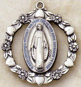 Miraculous Medal -- 2.7cm -- Sterling Silver