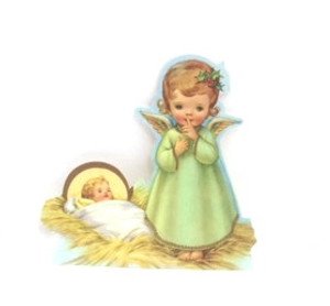 Christmas Little Angel with Sleeping Baby Jesus Scene X90-3 Christmas Little Angel with Sleeping Baby Jesus Scene X90-3