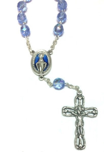 Blue Crystal Bead Miraculous Medal Decade Rosary Blue Crystal Bead Miraculous Medal Decade Rosary