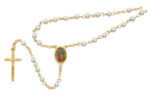 Blue Rosary and Gold Guadalupe Box 760-123