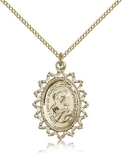 Gold Filled Our Lady of Perpetual Help Pendant, Gold Filled Lite Curb Chain, 1" x 3/4" Gold Filled Our Lady of Perpetual Help Pendant, Gold Filled Lite Curb Chain, 1" x 3/4"
