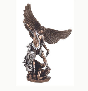 St. Michael in Cold Cast Bronze with Pewter Style Highlights