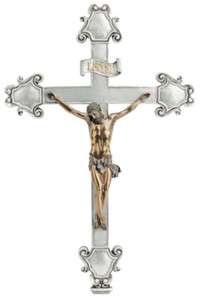 Crucifix with Cold Cast Bronze Corpus on Pewter Style Cross