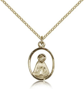 Gold Filled Madonna Pendant, Gold Filled Lite Curb Chain, 3/4" x 1/2" Gold Filled Madonna Pendant, Gold Filled Lite Curb Chain, 3/4" x 1/2"