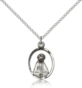Sterling Silver Madonna Pendant, Lite Curb Chain, 3/4" x 1/2" Sterling Silver Madonna Pendant, Lite Curb Chain, 3/4" x 1/2"