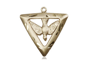 Gold Filled Holy Spirit / Triangle Pendant, Gold Filled Lite Curb Chain, 1" x 7/8"