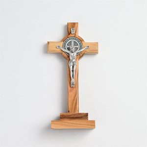 Saint Benedict Olivewood Crucifix on Base 5 1 / 2"