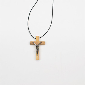Olive Wood Crucifix Pedant on Cord - Made in the West Bank