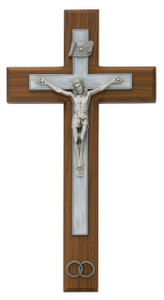 10" WALNUT/WHITE EPOXY MARRIAGE CRUCIFIX (71-31)
