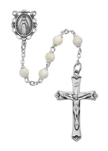 Blessed Mary Mother of Pearl and Sterling Silver Rosary