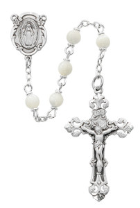 Blessed Mary Mother of Pearl and Sterling Silver Rosary
