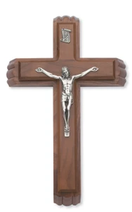 Silver Corpus on Walnut Wood 13" Sick Call Crucifix Set