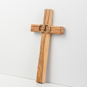 Olive Wood Wedding Cross 8"