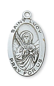 St. Lucy Engravable Sterling Silver Medal on 18" Chain L500LU