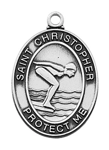Girls Swimming Sterling Silver Medal on 18" Chain L676SW