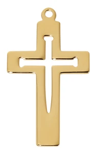 Gold over Sterling Silver Cut-Out Nail Cross on 24" Chain J9310