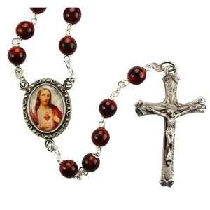 Sacred Heart Rosary with Pewter Crucifix and Center R441DF