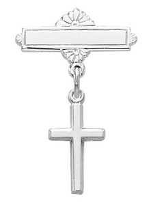 Sterling Silver Cross Baby Bar Pin 435LT