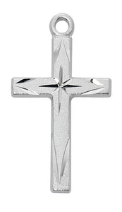 Sterling Silver Bright-Cut Cross on 16-18" Chain L9246