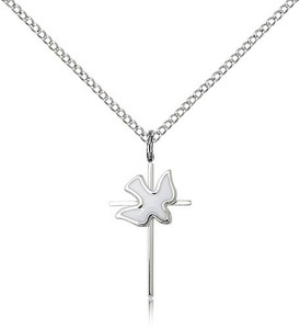 Sterling Silver Cross / Holy Spirit Pendant, Lite Curb Chain, 3/4" x 3/8" Sterling Silver Cross / Holy Spirit Pendant, Lite Curb Chain, 3/4" x 3/8"