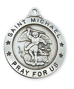 St. Michael Sterling Silver Medal on 24" Chain L575MK