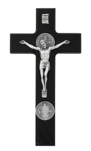 9" Black Wood St. Benedict Wall Crucifix 80-206