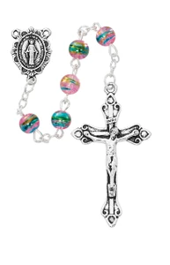 6mm Pink Multi-Color Bead Rosary R941F