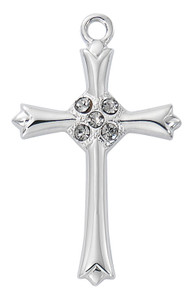 Sterling Silver Cross with CZ Stones on 18" Chain L9235