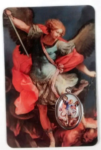 Saint Michael Laminated with Medal Holy Card Saint Michael Laminated with Medal Holy Card