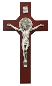 10.5" Cherry Wood St. Benedict Wall Crucifix 79-42672