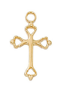 Gold over Sterling Silver Baby Cross on 13" Chain J8003BT