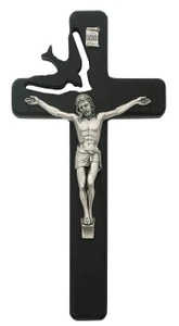 8" Black Wood Holy Spirit Cut-Out Wall Crucifix 77-07