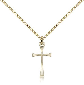 Gold Filled Maltese Cross Pendant, Gold Filled Lite Curb Chain, 3/4" x 3/8"