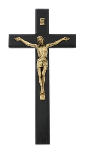 10" Black and Gold Wood Wall Crucifix 80-212