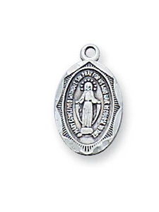 Sterling Silver Baby Oval Miraculous Medal on 13" Chain L569BT
