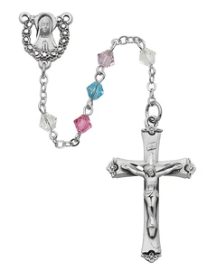 5mm Multi-Color Swarovski Crystal Rosary with Sterling Silver Crucifix and Center 602LF