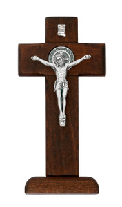 6.5" Brown Wood Standing St. Benedict Crucifix 94-63