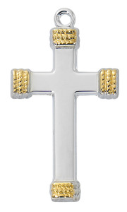 Sterling Silver Two-Tone Cross on 18" Chain L9259