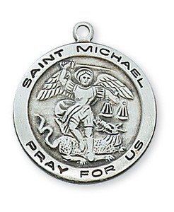 Sterling Silver St. Michael Medal on 18" Chain L515MK