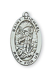 Sterling Silver St. Michael Medal on 18" Chain L464MK