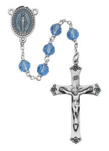 7mm Blue Tin Cut Rosary R401DF