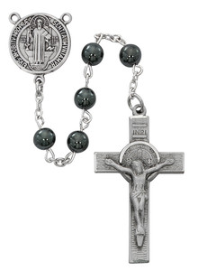 6mm Genuine Hematite St. Benedict Rosary R700DF