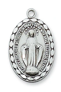 Sterling Silver Miraculous Medal on 18" Chain L2MI