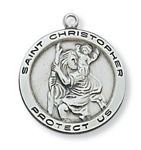 Sterling Silver St. Christopher Medal on 24" Chain L515CH-24