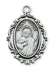 Sterling Silver St. Jude Medal on 18" Chain L621JU