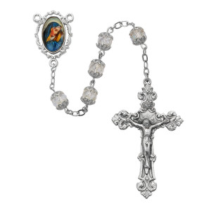 7mm Double Capped Crystal Our Lady of Sorrows Rosary R743F