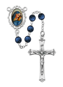 7mm Blue Pearl Our Lady of Sorrows Rosary R921F